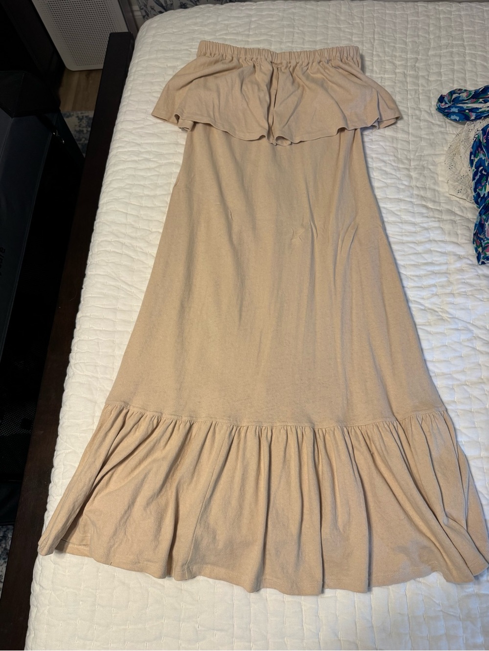 Free People Off-Shoulder Ruffle Maxi Dress in Light Beige